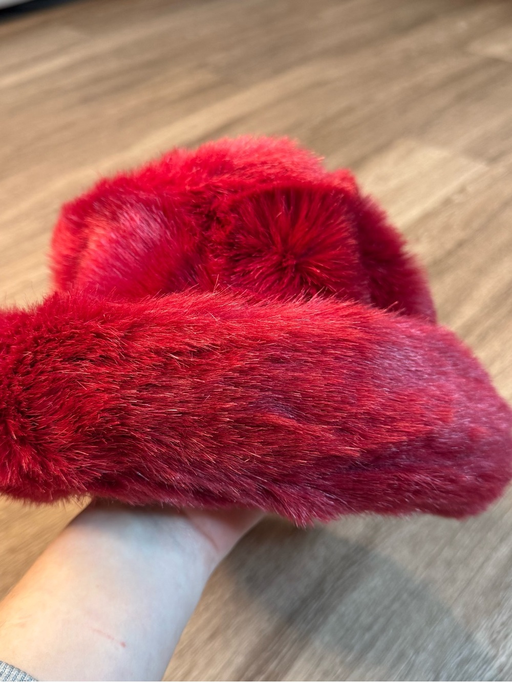 Red Faux Fur Women's Bucket Hat